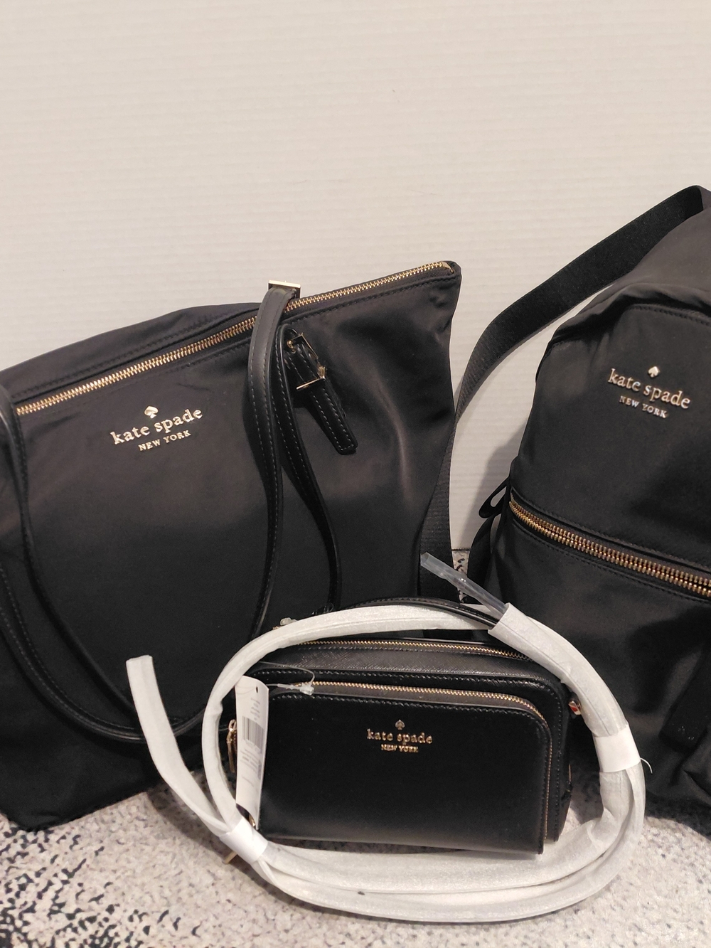 kate spade Black Nylon Tote, Backpack & Crossbody Set - Picture 1 of 7